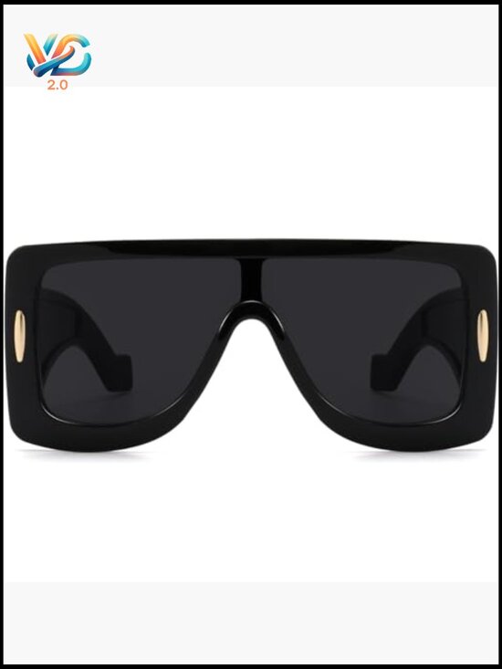 Oversized Flat Top Shield Sunglasses UV Protection Unisex Adult Square main image 6